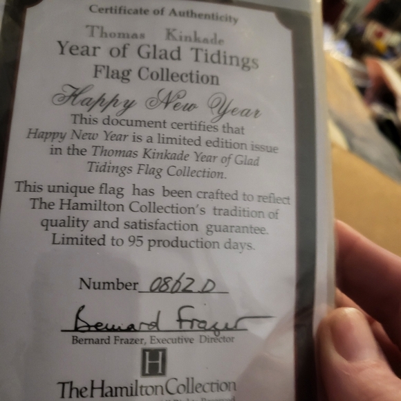 Thomas Kinkade Year of Glad Tidings Happy New Year Winter Scene Flag with COA - Picture 8 of 8
